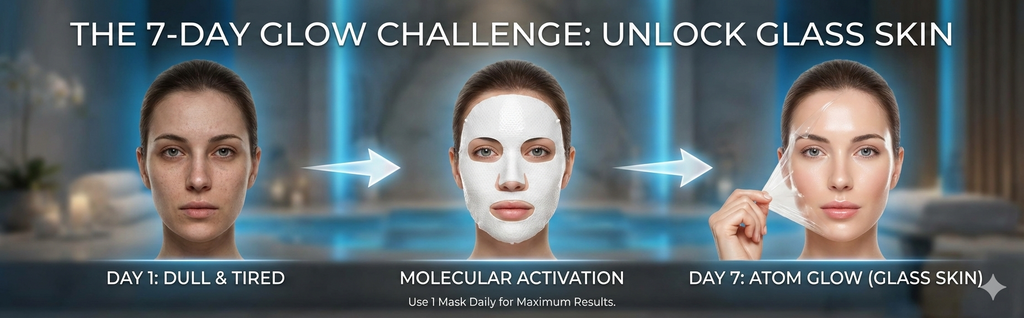 Atom Visage Korean Collagen Face Mask - Deep Hydrating Sheet Mask for Glass Skin & Firming | The Molecular Recovery Collagen Mask (Pack of 7)